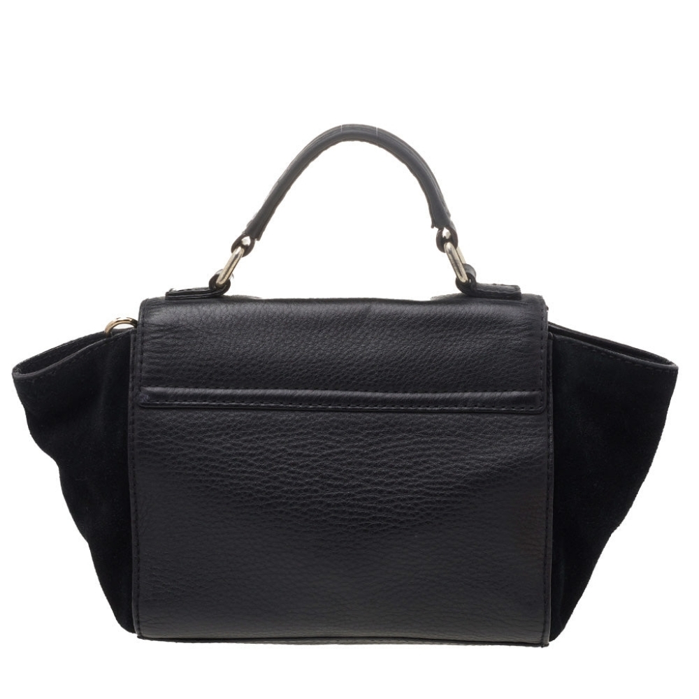 kate spade black Magnolia Park Suede Laurel pebbled leather satchel handbag - Picture 2 of 11